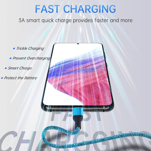 USB A to USB C Charger Cable Long 10FT/3Pack for Car, Fast Charging for iPhone 15/15 Pro/15 Pro Max/15 Plus, Android