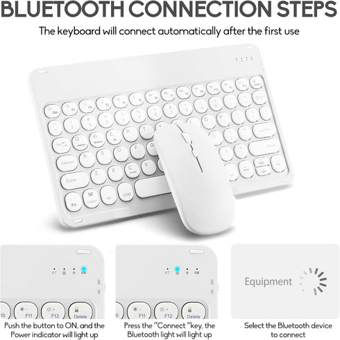 Ultra-Slim Bluetooth Keyboard and Mouse, Portable Mini Wireless Rechargeable Keyboard for iPad, iPhone, Samsung,
