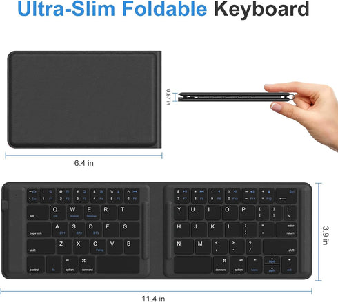 OMOTON Foldable Bluetooth Keyboard, Wireless Folding Keyboard, Multi-Device and Rechargeable, Portable for iPhone,
