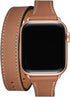 Bestig Bands Compatible with Apple Watch Band, 49mm 46mm 45mm 44mm 42mm, Genuine Leather Double Tour Slim Strap