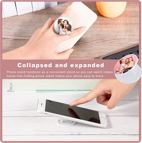 ULENDIS 30 Pieces Blank Sublimation Phone Holders Set - Collapsible Brackets with 30 Aluminum Sheets for DIY Finger