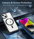 FNTCASE Clear Case for iPhone 14/iPhone 13, Magnetic Military Grade Drop Protection, Rugged Shockproof Bumper