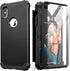 IDweel iPhone Xs Max Case with Tempered Glass Screen Protector - 3 in 1 Heavy Duty Protection Hard PC Cover, Black