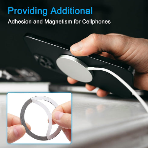 55x0.4mm(ODxT) 2 Pack, MECCANIXITY Universal Metal Ring Sticker Wireless Magnetic Charger Magnet Ring Stickers