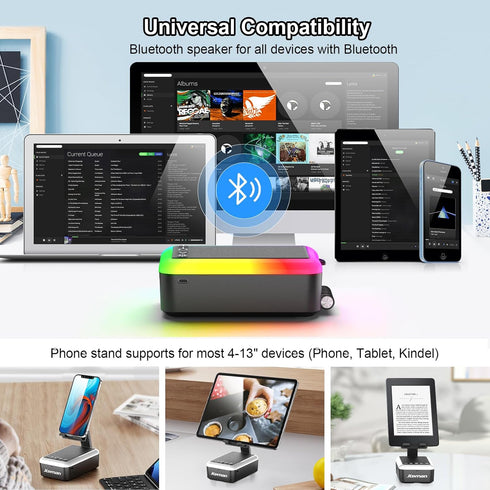 Gifts for Men Women, Cell Phone Stand with Bluetooth Speaker and Light, Portable Lanyard, Unique Birthday Gift Ideas