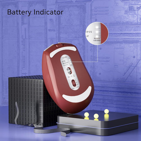 Uciefy V19 Wireless Mouse, 2.4GHz Rechargeable LED Mouse with Battery Indicator, Magnetic Mice with USB Receiver &