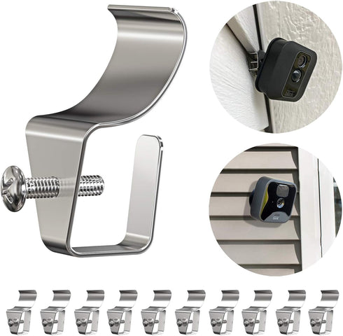 Vinyl Siding Clip Hooks for Outdoor Camera, No-Hole Needed Mounting for Home Security Camera, 12 Pack