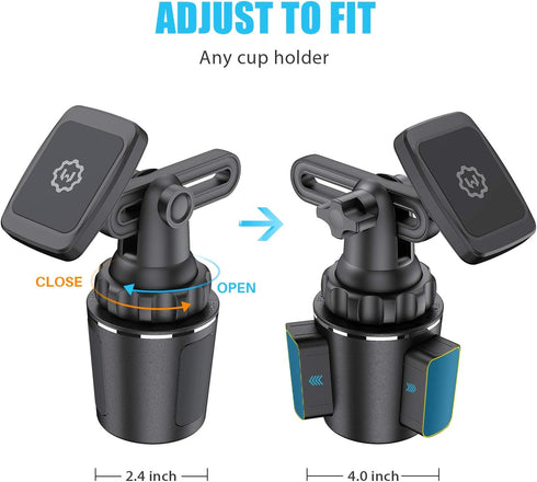 WixGear Magnetic Cup Holder Phone Mount, Extendable Arm Universal Car Cup Holder Adjustable Base for Smart Phone Cradle