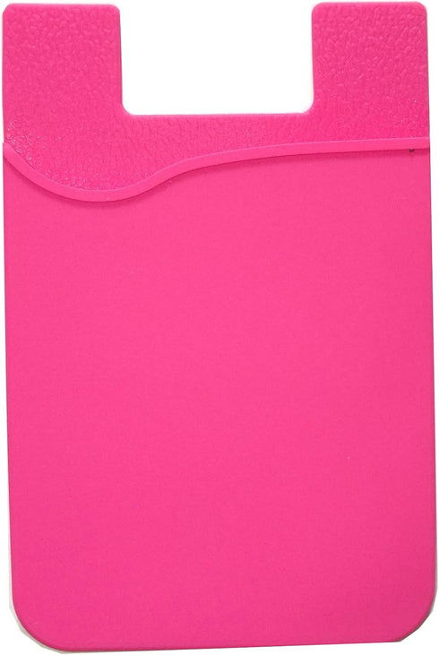 Silicone Phone Card Holder Sockets, Stick-on ID Credit Card Wallet Pouch Sleeve for Most Smartphones (Hot Pink)