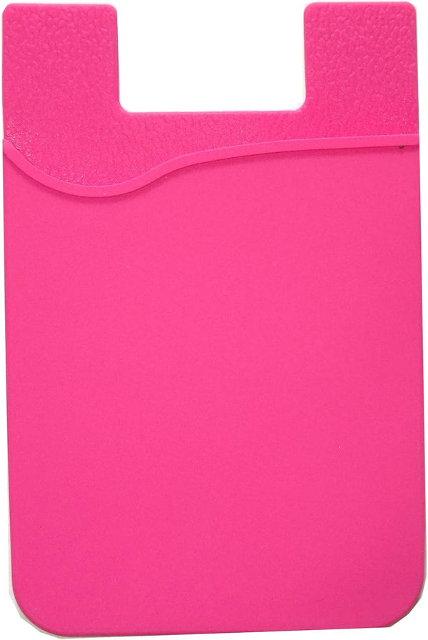 Silicone Phone Card Holder Sockets, Stick-on ID Credit Card Wallet Pouch Sleeve for Most Smartphones (Hot Pink)