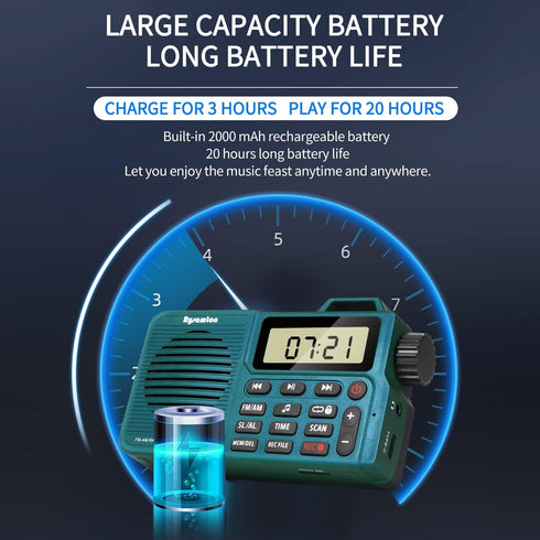 Portable AM/FM Radio, Digital Bluetooth 5.0 Radio Speaker with Alarm and Sleep Function, Large Display