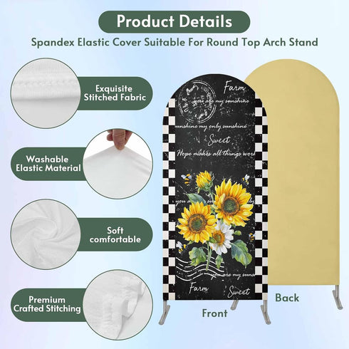 Jnbasdffb 6.6 Yellow White Sunflower Wedding Arch Cover, Stretchy Spandex Arch Backdrop Stand Covers FT, Leaves Oil