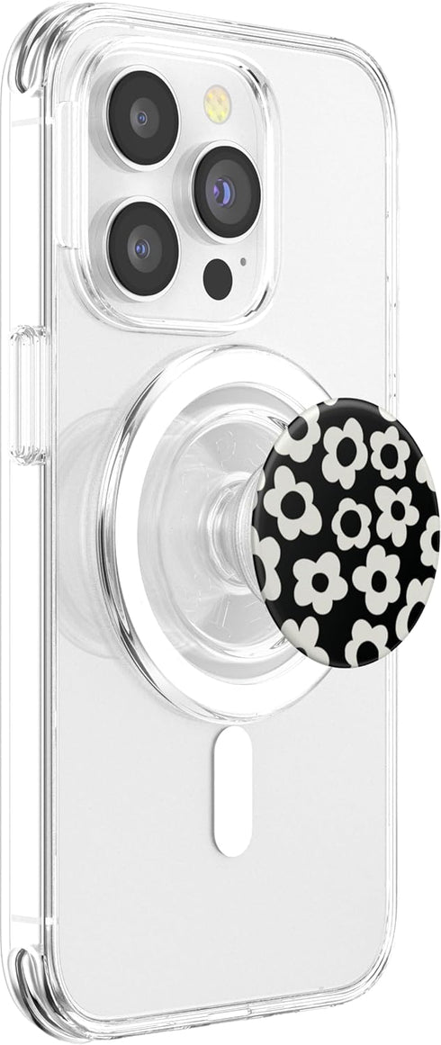PopSockets Floral Phone Grip & Stand Black Mod Flower PopGrip for MagSafe