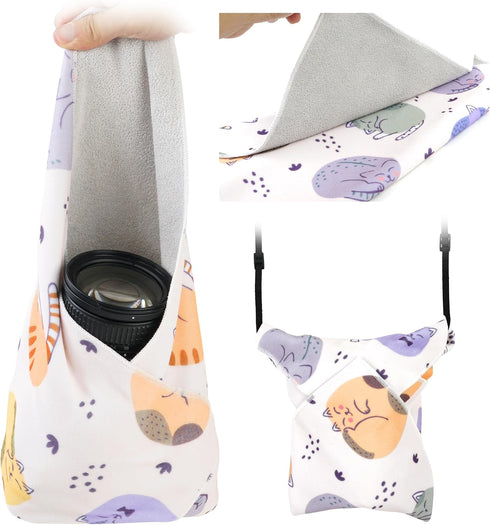 Camera Wrap, Anti-Scratch Lens Protective Wrap pouche, Magic Self-Adhesive Cloth, Universal Storage