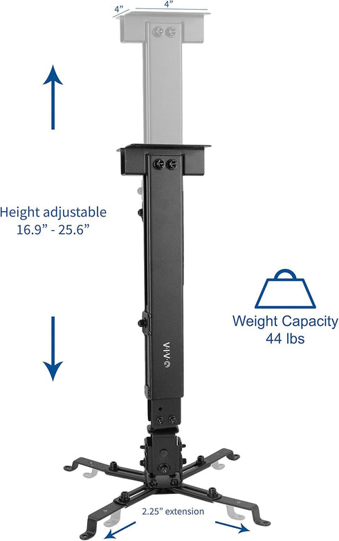 VIVO MOUNT-VP06B Universal Adjustable Wall Ceiling Projector Mount Bracket, Extendable Length, Black