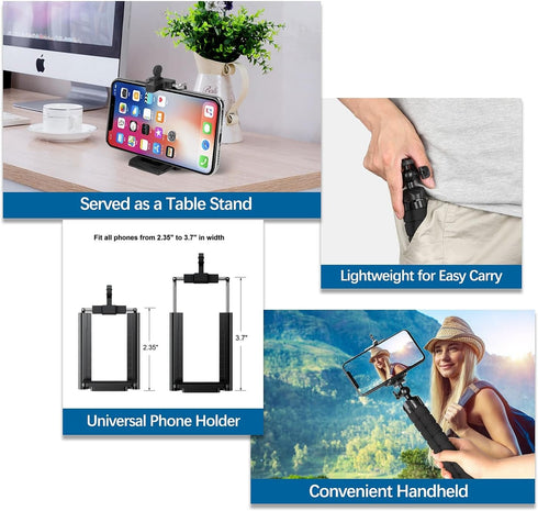 Phone Tripod, Flexible Mini Tripod for iPhone with Wireless Remote, Portable Stand for Video Recording