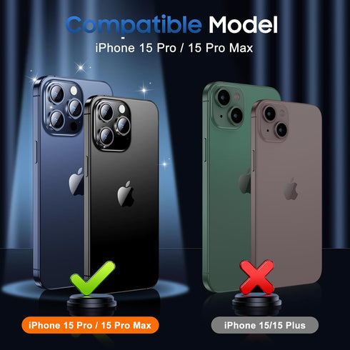 UniqueMe 3 Pack Camera Lens Protector for iPhone 15 Pro/iPhone 15 Pro Max, 9H Tempered Glass, Light Blue