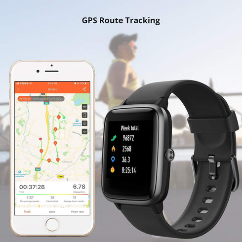 Fitpolo Fitness Tracker with Heart Rate Monitor, Smart Watch, 1.8 inches Color Touch Screen, IP68 Waterproof