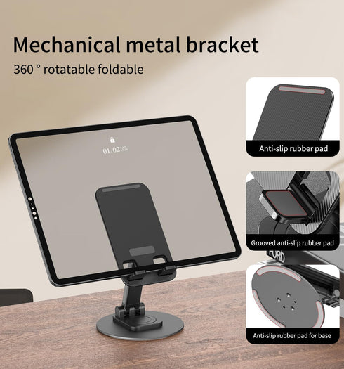 360 Degree Rotating Mobile Phone Holder, Fully Adjustable Foldable Desktop Stand for iPhone 15/14/13 Pro Max