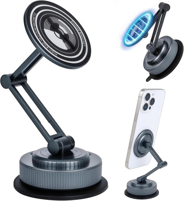 PIEPIE Magnetic Car Phone Holder Mount Heavy Duty Metal Dash/Windshield Large Suction Cup