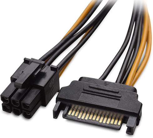 6 Pin to SATA Power Cable Adapter (PCIe to SATA 15 Pin), 20CM/8inch Graphics Video Card Power Cable