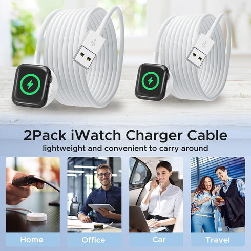 2Pack Upgraded Apple Watch Charger, Magnetic Wireless iWatch Fast Charging Cordless Cable 3.3FT