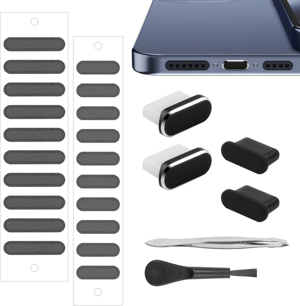 USB C Dust Plug for iPhone 15 Series, Phone Speaker Cover and Charging Port Cleaner for Type-C Devices
