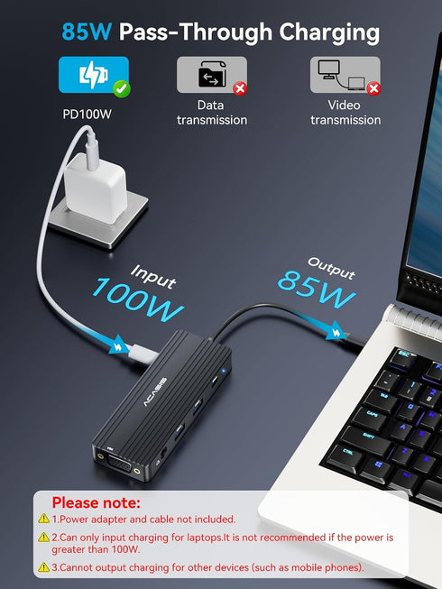 ACASIS Monitors,8-in-1 2*HDMI +3 5G USB-A/C+3.5MM Audio+PD100W, USB C Docking Station Dual Laptop Docking Station