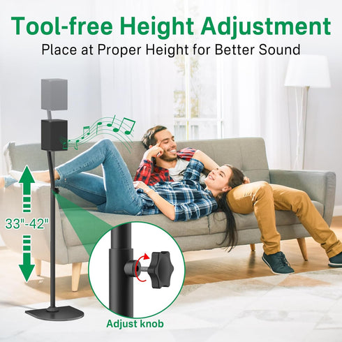 Speaker Stand Pair for LG Rear Speaker - Height Adjustable Floor Stand for Surround Sound Speakers