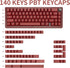 140 Keys PBT Japanese Keycaps, Cherry Profile Key Caps, DYE-Sub Red Keycaps, Minimalist Style Customized Keycaps Set