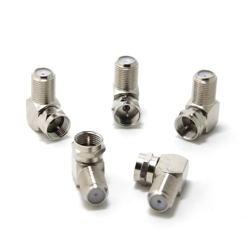 90 Degree Coaxial Connector - 3-Pack F Type Male to Female RG6 Right Angle Adapter
