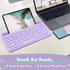 Macally Small Wireless Bluetooth Keyboard for Tablet and Phone, Rechargeable 78 Key iPad Keyboard with Stand - Purple