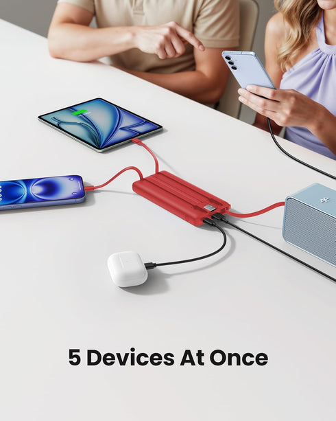 Coowisty Pack 10000mAh 5 2 Portable Charger Power Bank, External Battery with Cords Wires, Light Travel Essentials