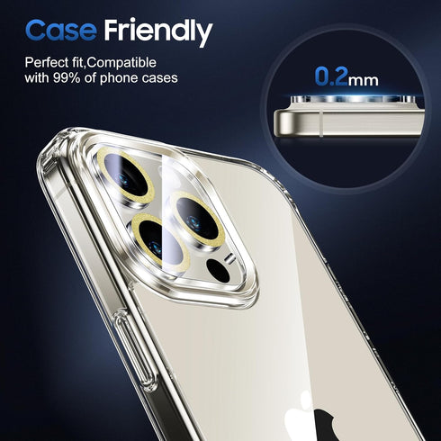 UniqueMe for 3 Pack iPhone 15 Pro/iPhone 15 Pro Max Camera Lens Protector, 9H Tempered Glass Camera Cover