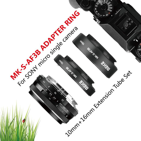 Meike MK-S-AF3B Auto Focus Extension Tube - 10mm 16mm for Sony A7 A7M2 NEX 3 NEX 5 NEX 6 A6600 A5000 A6000 A6100 A6300