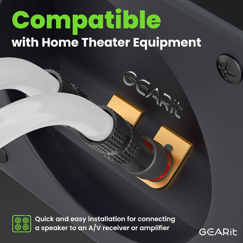 GearIT 12AWG Premium Heavy Duty Braided Speaker Wire Cable (10 Feet) with Dual Gold Plated Banana Plug Tips