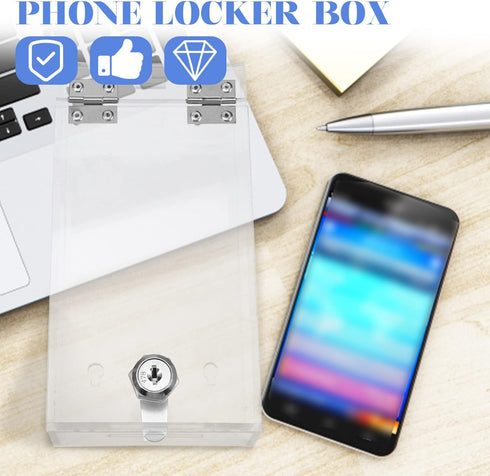 Zerodeko Clear Lockable Phone Box, Plastic Smartphone Holder, Medicine Storage, Food Snacks Container for Refrigerator