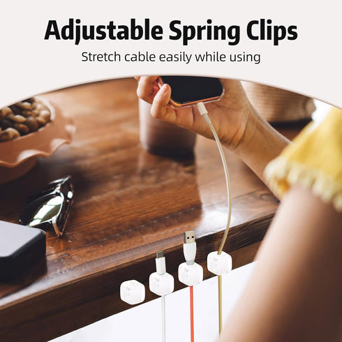Magnetic Cable Clips Cord Organizer Holder, 6 Pack Adhesive Wire Holder for USB Charging Cable Storage for Home Office