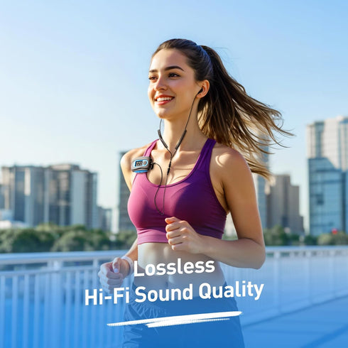AGPTEK IPX8 Mp3 Swimming Waterproof Player with Screen, Multi-Functional Clip Music Player with Waterproof Headphones