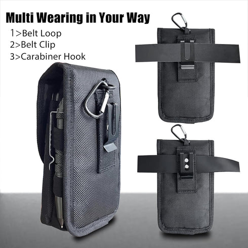 FAUDRECRO Dual Phone Holster with Belt Clip,Large Belt Smartphone Pouch for Men,Tactical Waist Cellphone