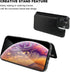 iPhone 13 Wallet Case - Black PU Leather, Card Holder, Kickstand, Double Magnetic Clasp, Shockproof, 6.1 Inch.