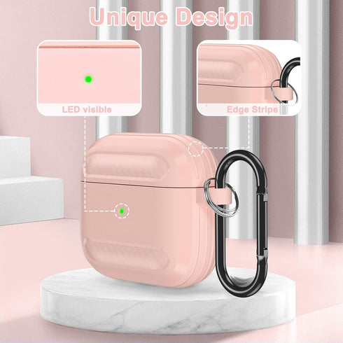 ORIbox Carbon Fiber Case for Apple AirPods 3, Full Protective Skin with Keychain
