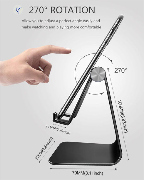 CreaDream Adjustable Aluminum Desktop Cell Phone Stand, Dock, Holder Compatible with iPhone Xs Max Xr 8 7 6 6s Plus SE