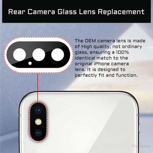 2 Sets for iPhone X OEM Back Camera Lens Glass Replacement for iPhoneX 10 Rear Main Camera Lens with Dual-Sided Adhesive Repair Kit Fix Tool Tweezers A1865 A1901 A1902