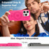 MOCCA Strong Magnetic Slim Translucent Case for iPhone 15 Pro, Military Drop Protection, Hot Pink