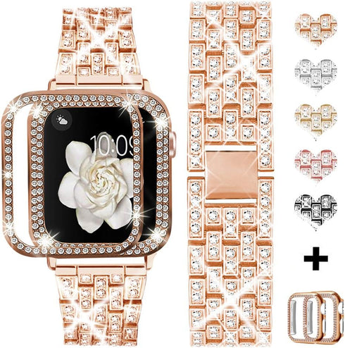 Compatible Apple Watch Ultra Band 49mm 46mm 45mm 41mm 38mm 40mm 42mm 44mm with 2 Pack Bling Case Cover