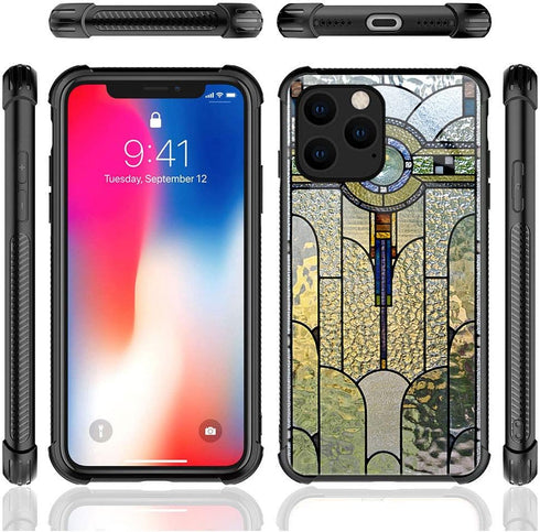 CARLOCA iPhone 11 Pro Case, Art Deco Stained Glass Window Pattern Design Shockproof Anti-Scratch Case for iPhone 11 Pro