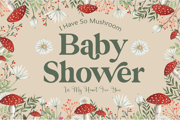 Sursurprise Mushroom Baby Shower Decorations, Mushroom Baby Shower Backdrop Banner Photo Photography Background