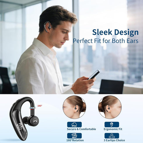 Headset V5.4, 23H Bluetooth Talk Time Wireless Headphone Cell Phone Earpiece with LED Display, Handsfree Single Earbud