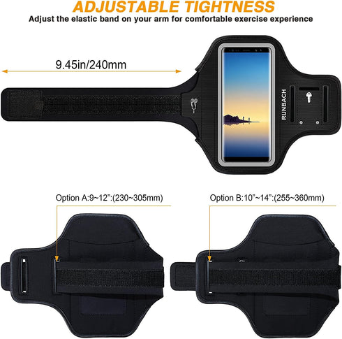 Armband for Galaxy Note 20/10+/9/8, Sweatproof Running Exercise Bag with Fingerprint Touch/Key Holder and Card Slot